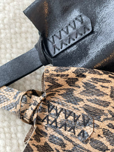 navigli bag | cheetah-graphic snake-embossed upcycled leather