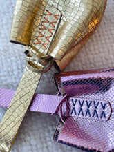 Load image into Gallery viewer, navigli bag | gold croc-embossed upcycled leather