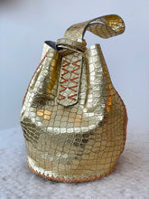 Load image into Gallery viewer, navigli bag | gold croc-embossed upcycled leather