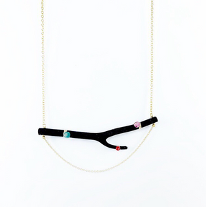 Black Coral & Gem Necklace
