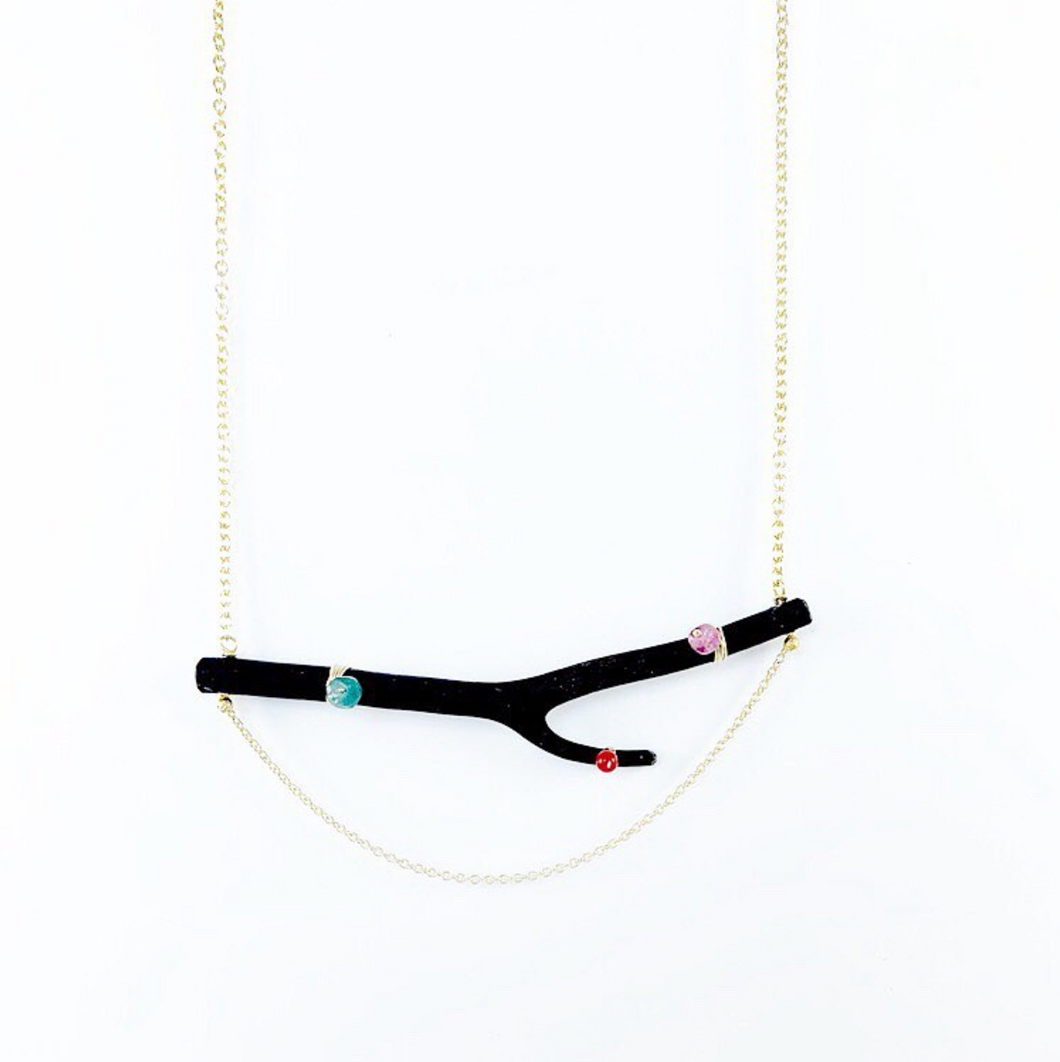 Black Coral & Gem Necklace
