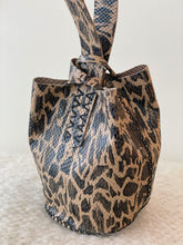 Load image into Gallery viewer, navigli bag | cheetah-graphic snake-embossed upcycled leather
