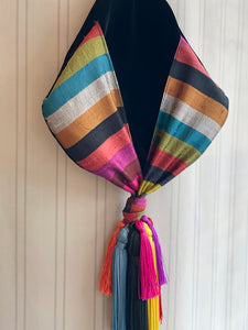 Striped silk colorful Bag