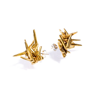 CHLORITE QUARTZ CLUSTER STUDS BRASS