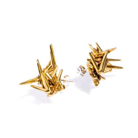 CHLORITE QUARTZ CLUSTER STUDS BRASS