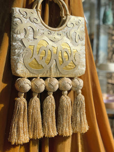 Gold 4 tassel hand bag