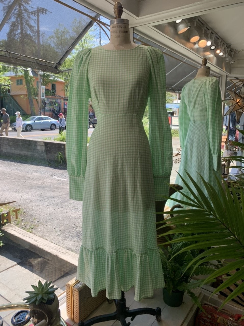 slim fit dress slacks Spring Prairie Dress in Ditsy Apples 0 / Mint Green main image 1