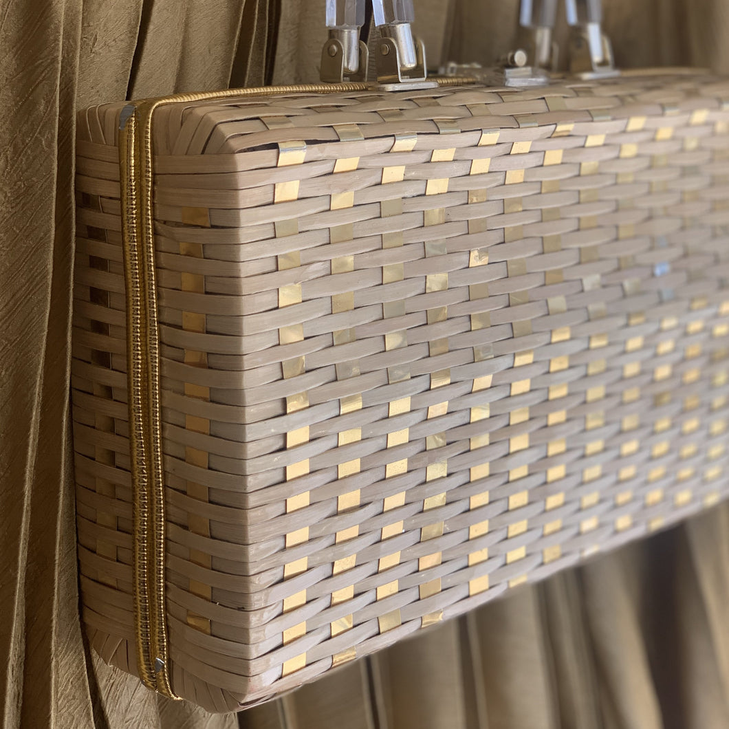 Woven Gold WIcker Briefcase