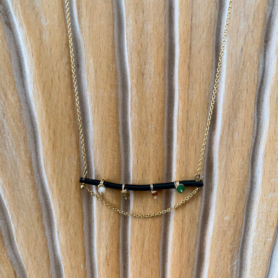 Black Coral & Gem Necklace