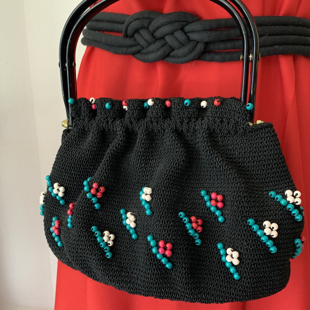 Vintage black beaded bag