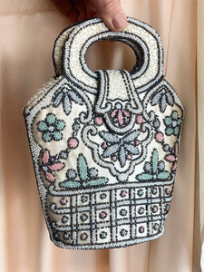 Beaded silk handbag