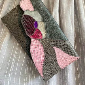 Snakeskin Flower clutch