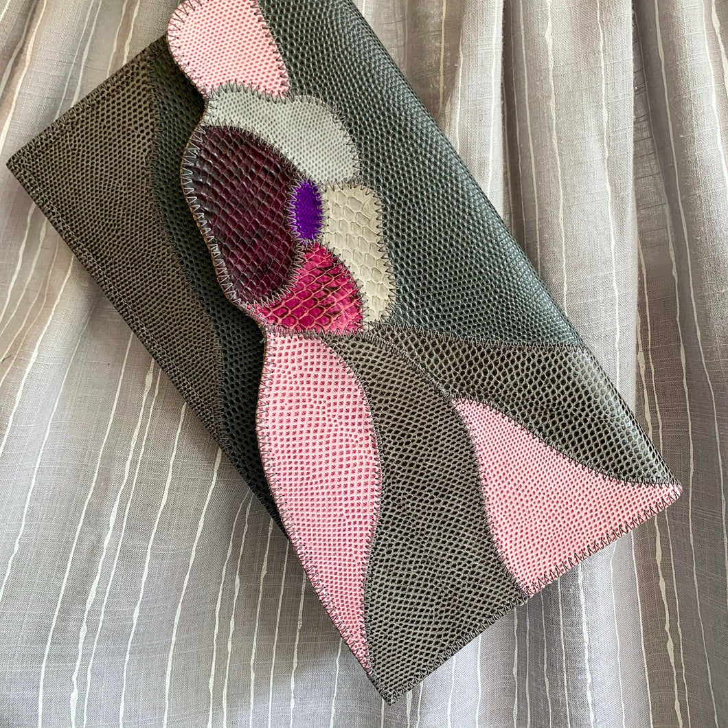 Snakeskin Flower clutch